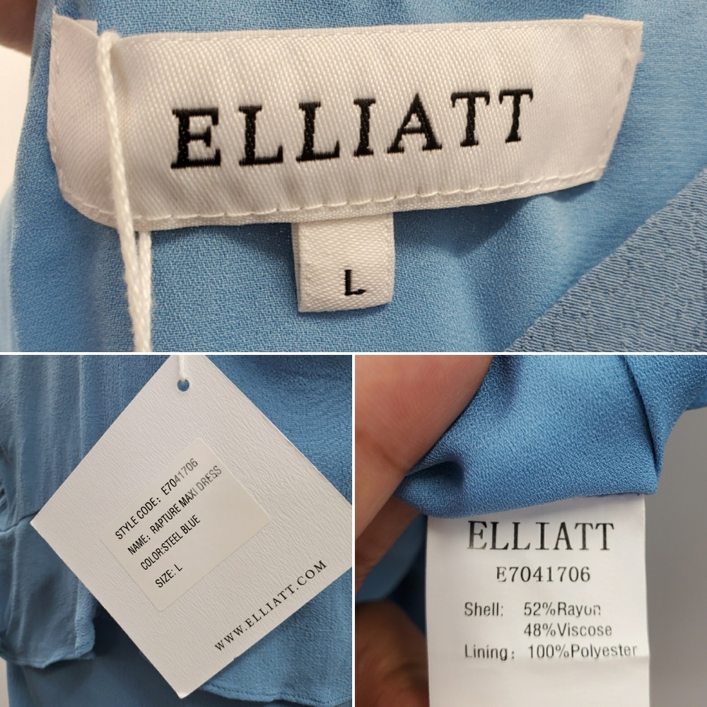 Revolve Elliatt Rapture Ruffles Maxi Dress Steel Blue Wedding Guest NEW - Picture 5 of 5